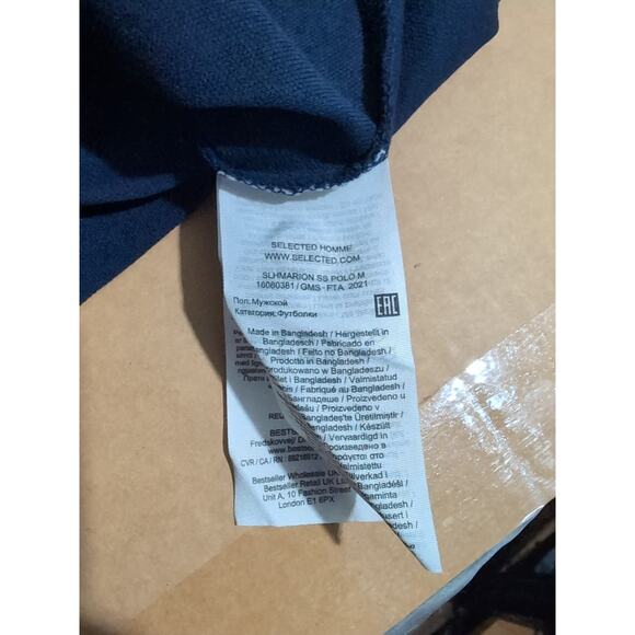 Selected Homme Navy Polo Shirt, Short Sleeve Men's Shirt, Large Size, Polyester - Picture 4 of 6